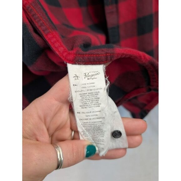 Penguin by Munsingwear Heritage slimfit buffalo plaid, red black sz small B14 - Picture 5 of 8